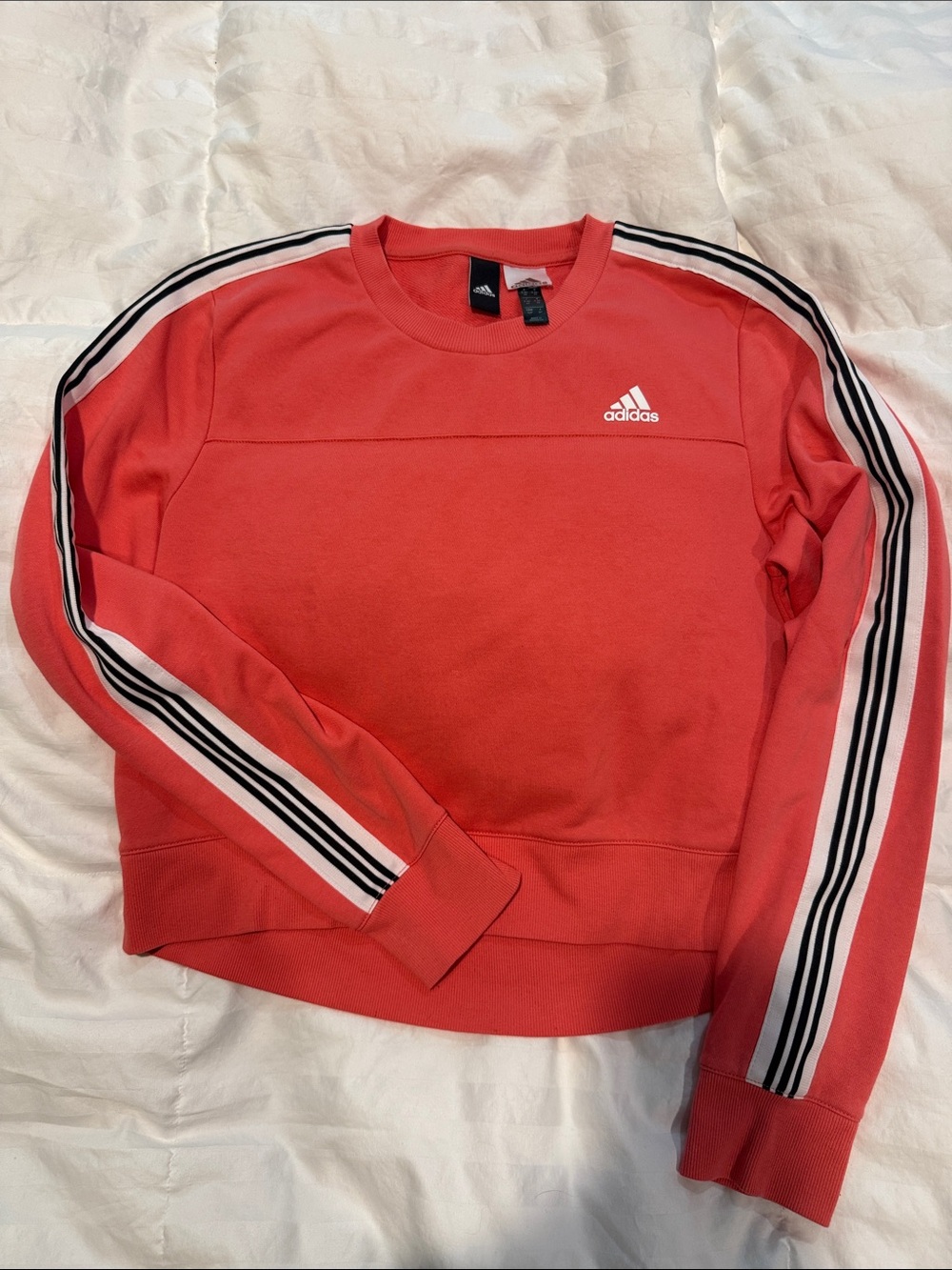 adidas Coral Crewneck lightweight Sweatshirt with Black & White Stripes